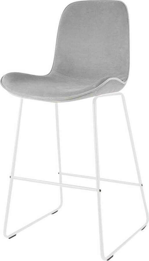 Nolon Nino-Fé Barkruk Grijs Velvet Fluweel Zwart Onderstel 65 cm Kookeiland Barkruk met Rugleuning