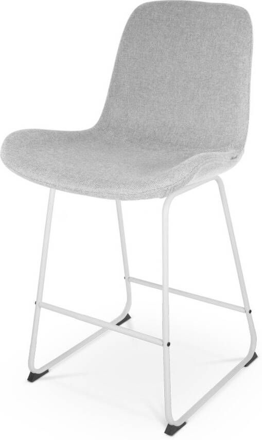 Nolon Nino-Fé Barkruk Lichtgrijs Wit Onderstel 65 cm Stof Kookeiland Barkruk met Rugleuning