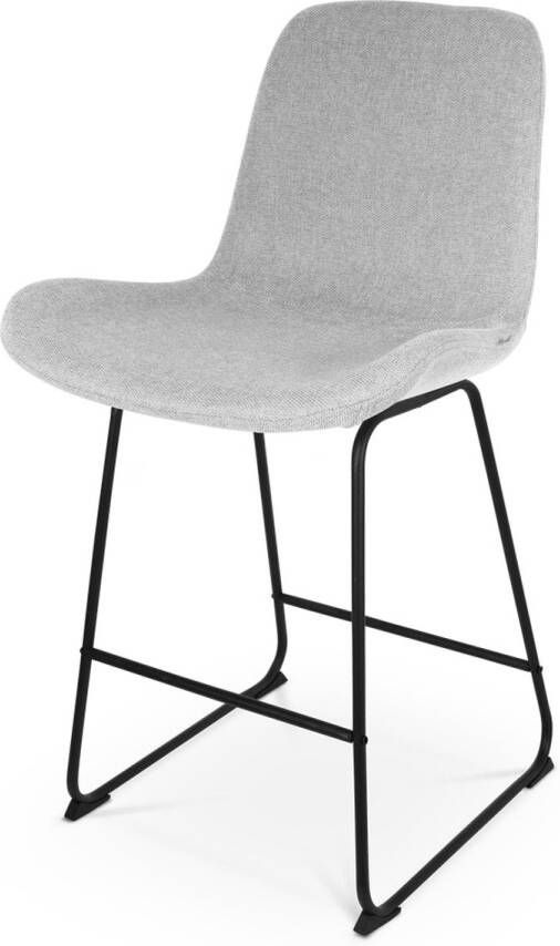 Nolon Nino-Fé Barkruk Lichtgrijs Zwart Onderstel 65 cm Stof Kookeiland Barkruk met Rugleuning