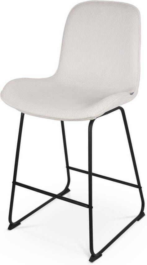 Nolon Nino-Fé Barkruk Ribstof Cr√ Me Zwart Onderstel 65 cm Stof Kookeiland Barkruk met Rugleuning