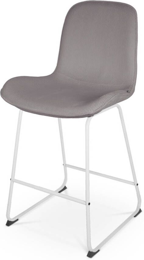Nolon Nino-Fé Barkruk Ribstof Warm Grijs Wit Onderstel 65 cm Stof Kookeiland Barkruk met Rugleuning