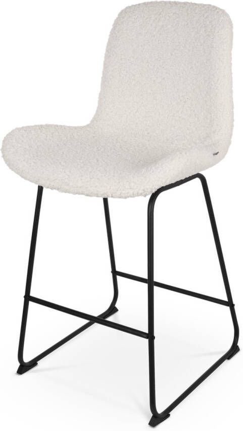 Nolon Nino-Fé Barkruk Teddy Gebroken Wit Zwart Onderstel 65 cm Stof Kookeiland Barkruk met Rugleuning