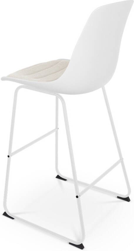 Nolon Nino-Liv barkruk wit en beige zitkussen wit onderstel 75 cm
