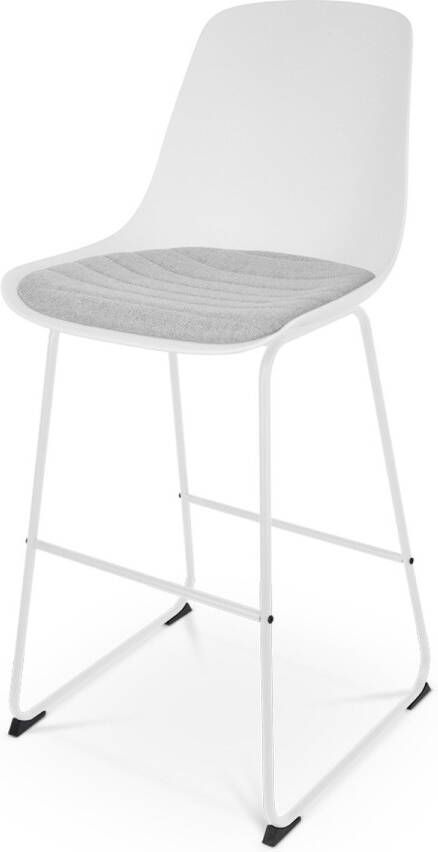 Nolon Nino-Liv barkruk wit en lichtgrijs zitkussen wit onderstel 75 cm