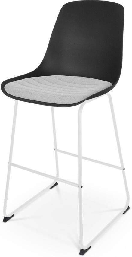 Nolon Nino-Liv Barkruk Zwart met Lichtgrijs Zitkussen Wit Onderstel 75 cm Barstoel Barkruk met Rugleuning