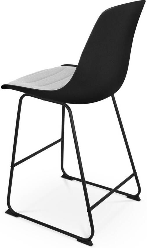 Nolon Nino-Liv Barkruk Zwart met Lichtgrijs Zitkussen Zwart Onderstel 65 cm Kookeiland Barkruk met Rugleuning