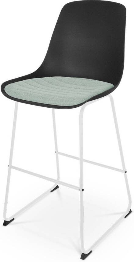 Nolon Nino-Liv Barkruk Zwart met Zacht Groen Zitkussen Wit Onderstel 75 cm Barstoel Barkruk met Rugleuning