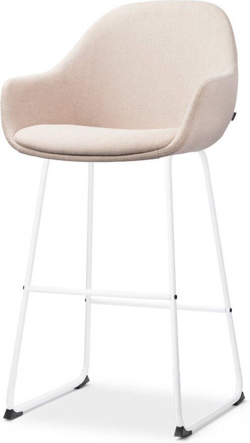 Nolon Nino-Mae Barkruk Beige Wit Onderstel 75 cm Hoge Kruk Barkruk met Rugleuning Design Scandinavisch Comfortabel