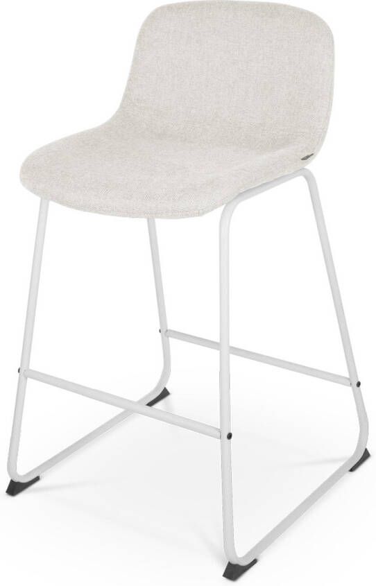 Nolon Nino-Mats Barkruk Beige Wit Onderstel Zithoogte 65 cm Stof Voor Kookeiland