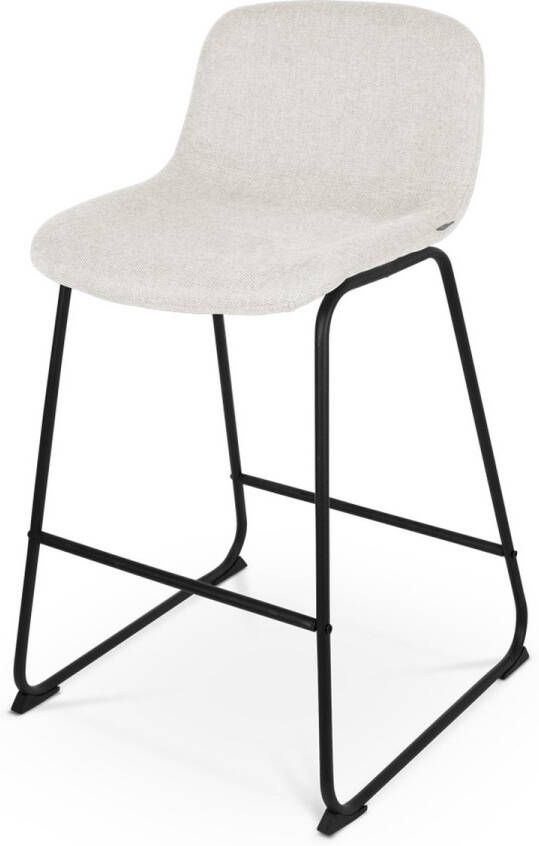 Nolon Nino-Mats Barkruk Beige Zwart Onderstel Zithoogte 65 cm Stof Voor Kookeiland
