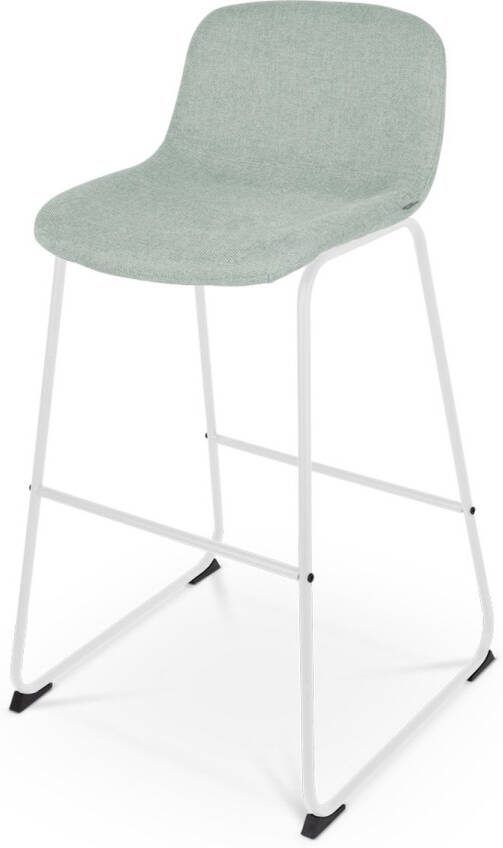 Nolon Nino-Mats Barkruk Zacht Groen Wit Onderstel Zithoogte 75 cm Stof Keuken