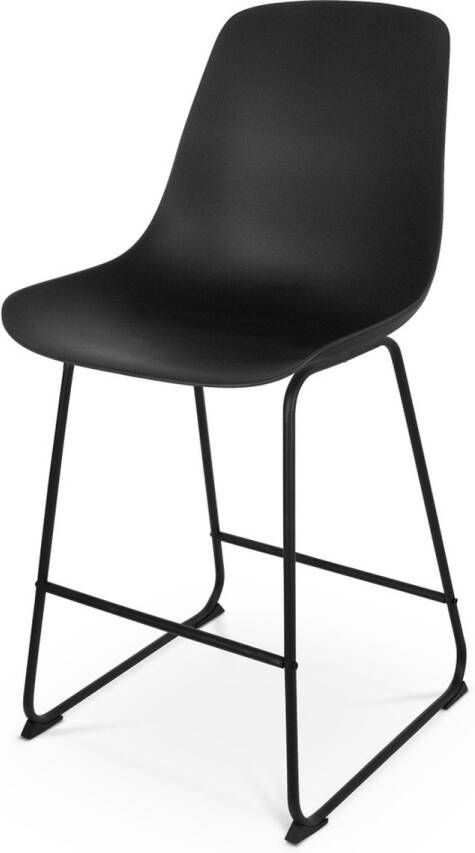 Nolon Nino-Pip Barkruk Zwart Kunststof Zitting Zwart Onderstel 65 cm Kookeiland Barkruk met Rugleuning