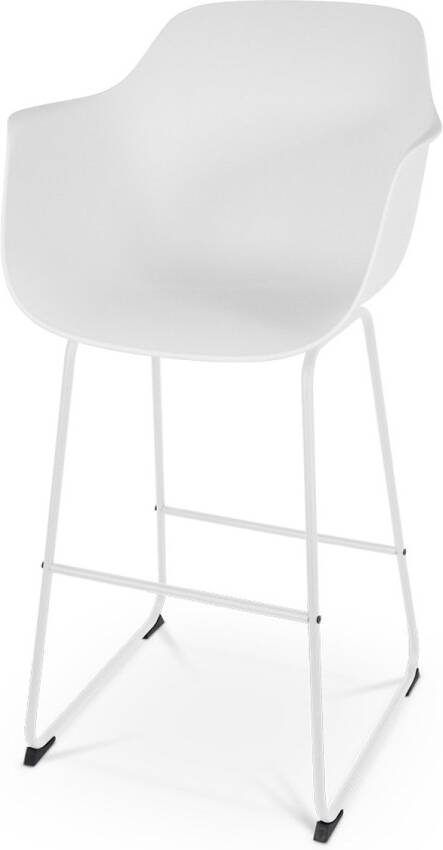 Nolon Nino-Puk Barkruk Wit met Armleuning Kunststof Wit Onderstel 75 cm Barkruk met Rugleuning
