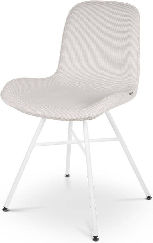 Nolon Noa-Fé Eetkamerstoel Ribstof Crème Stof Wit Onderstel Modern