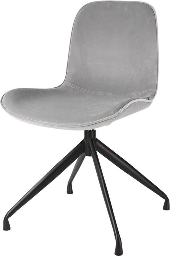 Nolon Nola-Fé Eetkamerstoel Draaibaar Grijs Velvet Fluweel Zwart Metalen Poten Set Van 2 Eetkamerstoelen