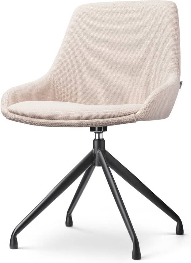 Nolon Nola-Isa Eetkamerstoel Draaibaar Beige Stof Zwart Onderstel Design Scandinavisch Comfortabel