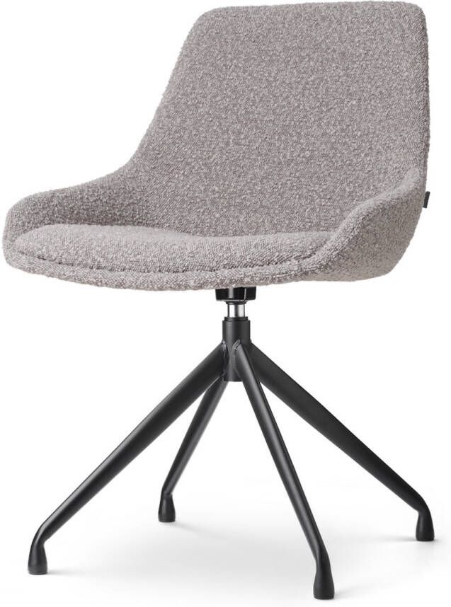 Nolon Nola-Isa Eetkamerstoel Draaibaar Bouclé Taupe Stof Zwart Onderstel Design Scandinavisch Comfortabel