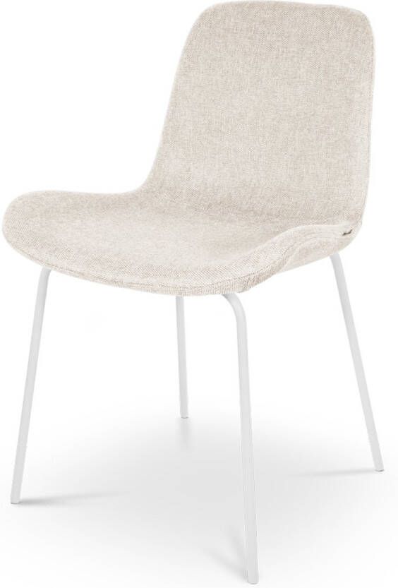 Nolon Nora-Fé Eetkamerstoel Beige Stof Witte Poten Modern
