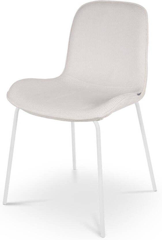 Nolon Nora-Fé Eetkamerstoel Ribstof Crème Stof Witte Poten Modern