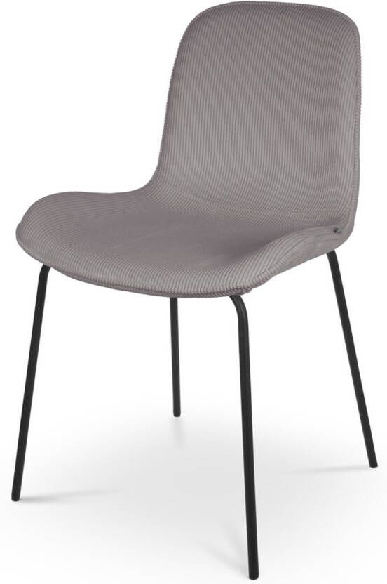 Nolon Nora-Fé Eetkamerstoel Ribstof Warm Grijs Stof Zwarte Poten Modern