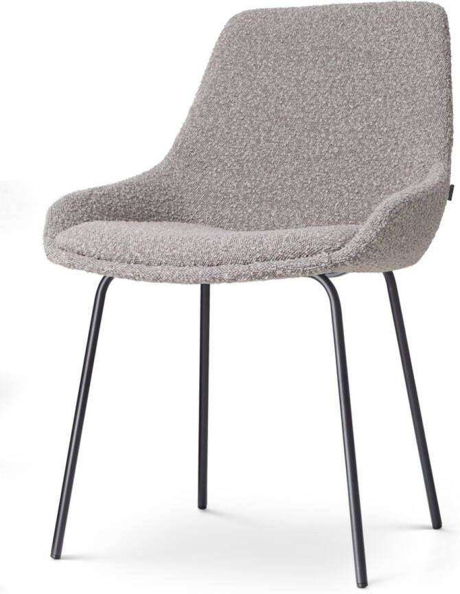 Nolon Nora-Isa Eetkamerstoel Bouclé Taupe Stof Zwart Onderstel Design Scandinavisch Comfortabel