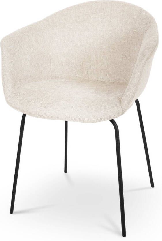 Nolon Nora-Otis Eetkamerstoel Beige met Armleuning Stof Zwart Metalen Poten