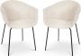 Nolon Nora-Otis eetkamerstoel beige met armleuning stof zwart metalen poten set van 2 - Thumbnail 3