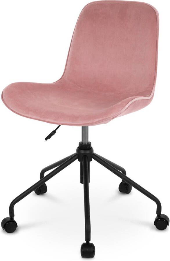 Nolon Nout bureaustoel velvet dusty pink zwart onderstel