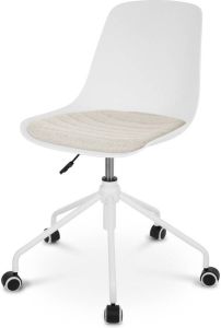 Nolon Nout bureaustoel wit met beige zitkussen wit onderstel
