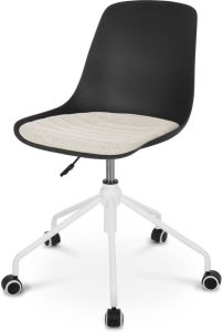 Nolon Nout bureaustoel zwart met beige zitkussen wit onderstel