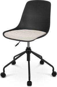 Nolon Nout bureaustoel zwart met beige zitkussen zwart onderstel