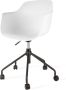 Nolon Nout-Puk Bureaustoel Wit met Armleuning Kunststof Zitting Verstelbaar Wieltjes Zwart Onderstel - Thumbnail 3