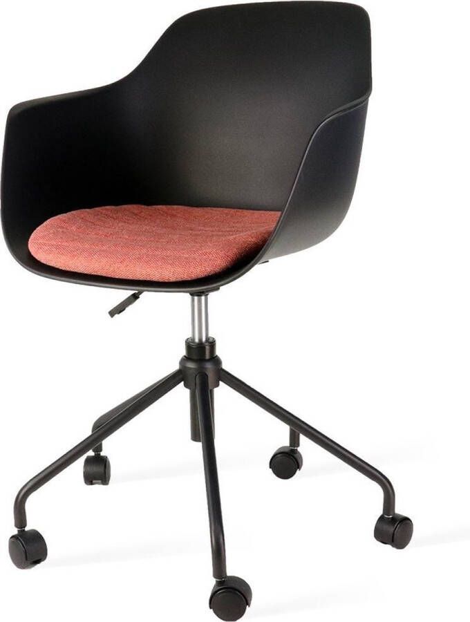 Nolon Nout bureaustoel zwart Zwarte zitting met armleuningen en terracotta rood zitkussen