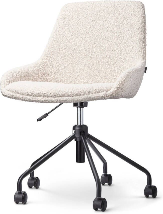 Nolon Nout-Isa bureaustoel bouclé beige stof verstelbaar wielen zonder armleuning zwart onderstel
