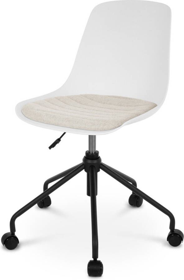 Nolon Nout-Liv bureaustoel wit met beige zitkussen zwart onderstel