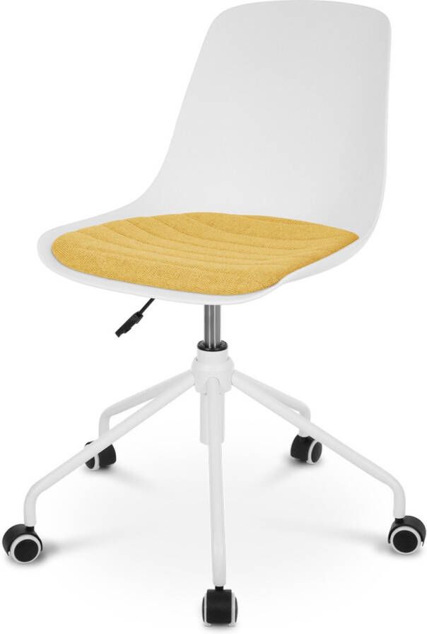 Nolon Nout-Liv bureaustoel wit met okergeel zitkussen wit onderstel