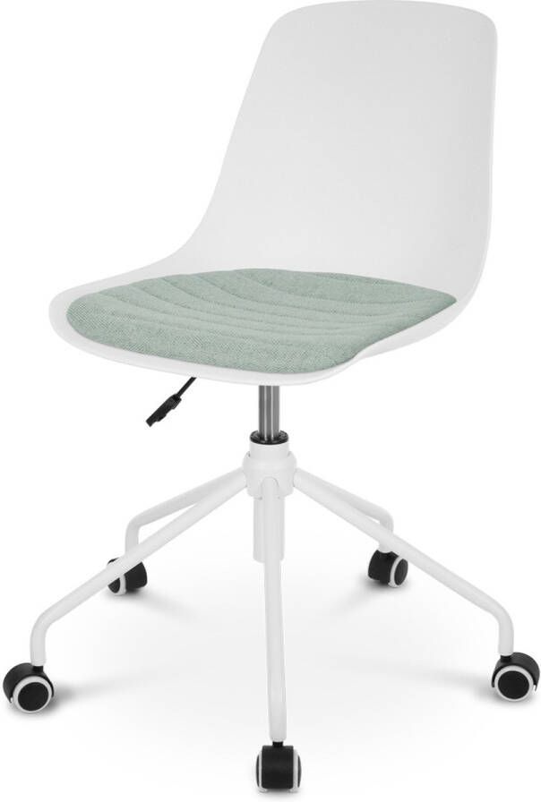 Nolon Nout-Liv bureaustoel wit met zacht groen zitkussen wit onderstel