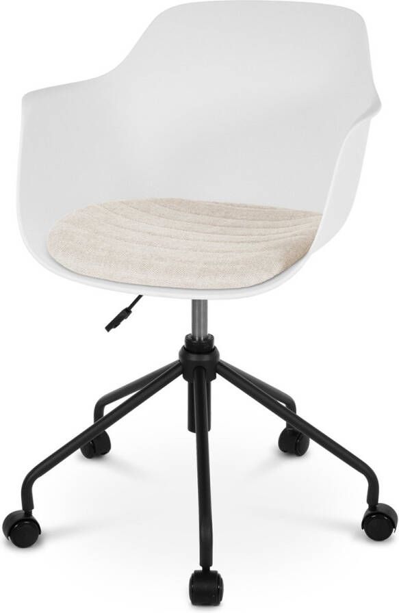 Nolon Nout-Liz bureaustoel wit met beige zitkussen zwart onderstel