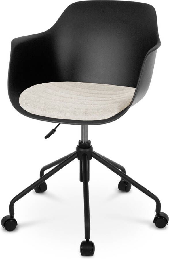 Nolon Nout-Liz bureaustoel zwart met beige zitkussen zwart onderstel
