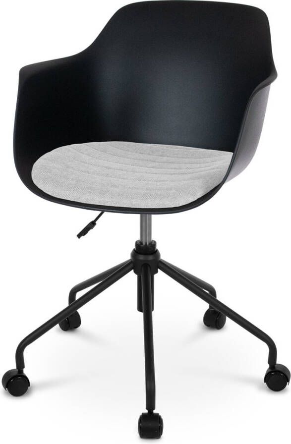 Nolon Nout-Liz bureaustoel zwart met lichtgrijs zitkussen zwart onderstel