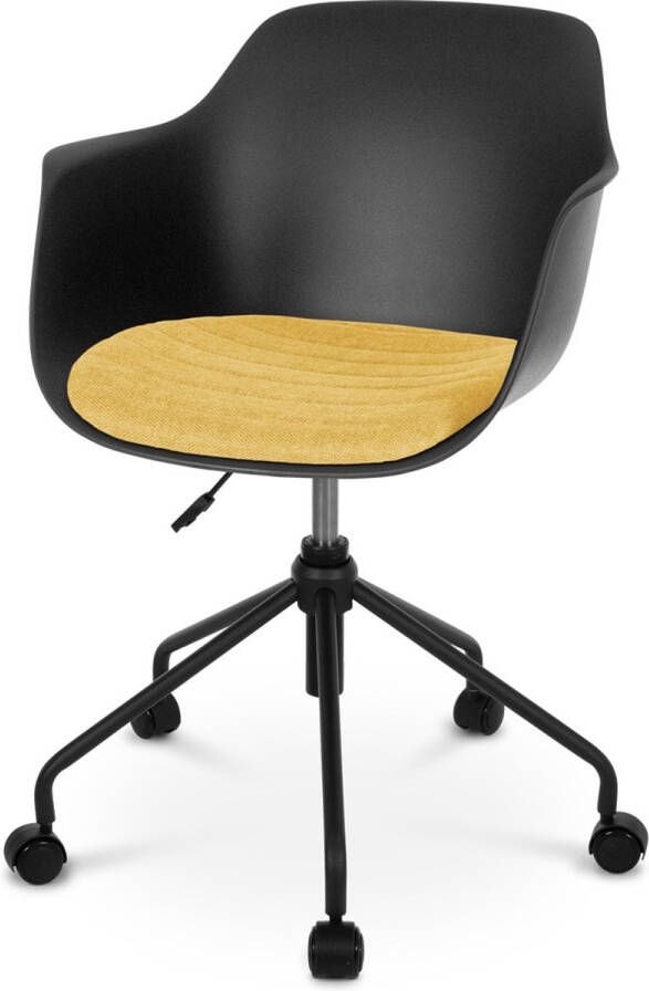 Nolon Nout-Liz bureaustoel zwart met okergeel zitkussen zwart onderstel