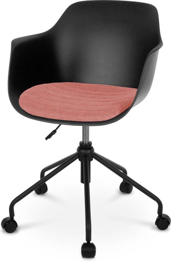 Nolon Nout-Liz bureaustoel zwart met terracotta rood zitkussen zwart onderstel