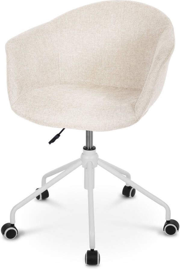 Nolon Nout-Otis Bureaustoel Beige met Armleuning Stof Wieltjes Wit Onderstel