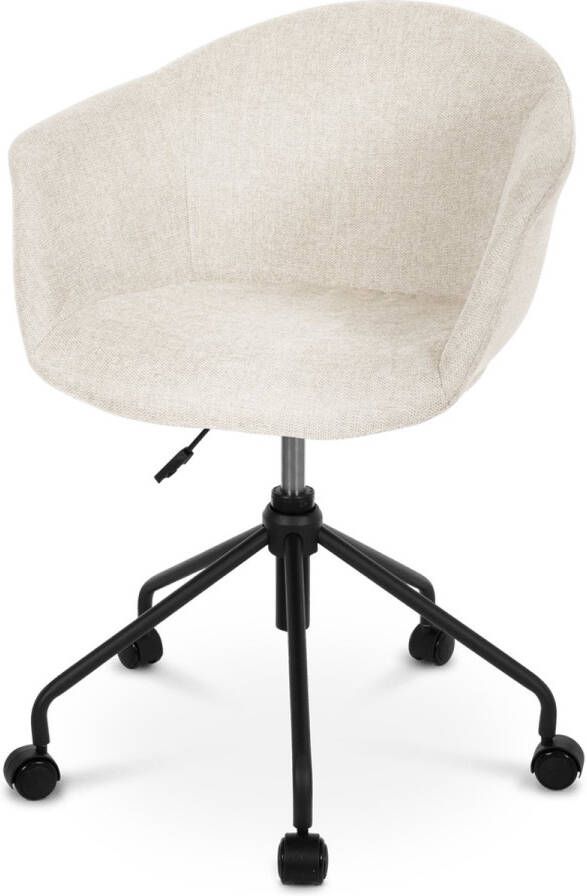 Nolon Nout-Otis Bureaustoel Beige met Armleuning Stof Wieltjes Zwart Onderstel