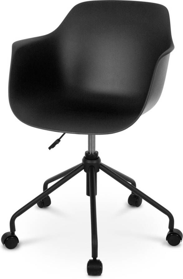 Nolon Nout-Puk Bureaustoel Zwart met Armleuning Kunststof Zitting Verstelbaar Wieltjes Zwart Onderstel