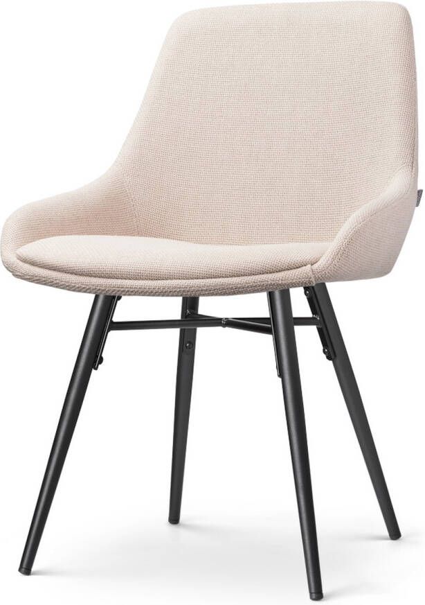 Nolon Nova-Isa Eetkamerstoel Beige Stof Zonder Armleuning Zwart Metalen Poten Industrieel Design Comfortabel