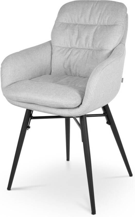 Nolon Nova-Mia Eetkamerstoel Beige met Armleuning Stof Zwart Metalen Poten
