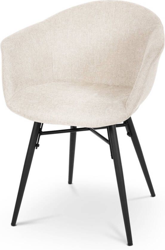 Nolon Nova-Otis Eetkamerstoel Beige met Armleuning Stof Zwarte Poten Industrieel