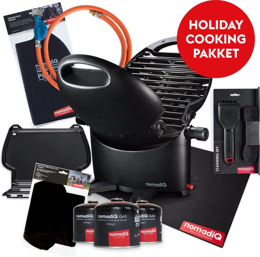 NomadiQ HOLIDAY barbecue pakket de ultieme gas barbecue inclusief accessoires voor vakantie met de boot camper of caravan