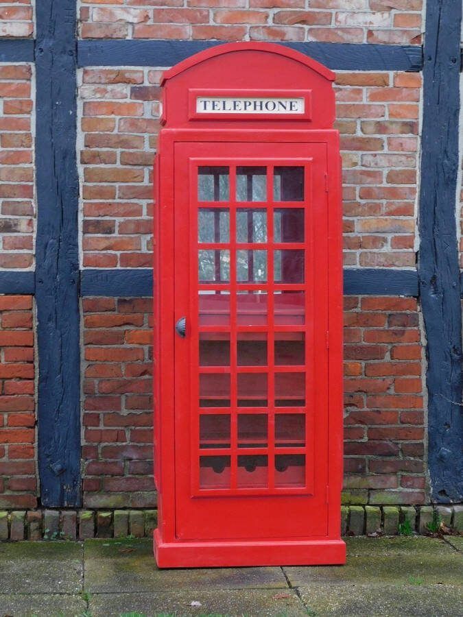Non Branded Antieke telefooncel rood van hout zoals voeger kast wijnkast!